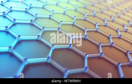 3D illustration background. Conceptual abstract image with hexagonal structure connection. Graphene concept. Stock Photo