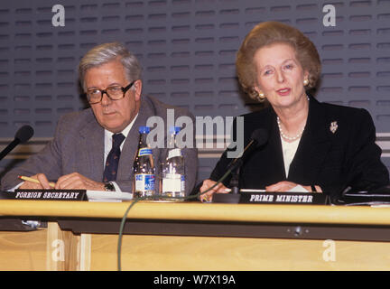 Margaret Thatcher British Stateswomen and Prime minister with Douglas Hurd Foreign secretary Stock Photo