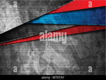 Grunge tech material contrast blue and red corporate texture background. Vector illustration Stock Vector