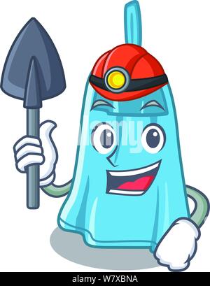 Miner hand towel hanging on mascot wall Stock Vector