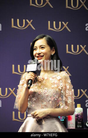 Hong Kong model and actress Angelababy attends a promotional event for LUX in Shanghai, China, 21 April 2017. Stock Photo