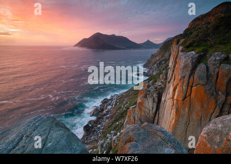 Sunset along Chapmans Peak pass. Cape Town, South Africa. August 2011. Stock Photo