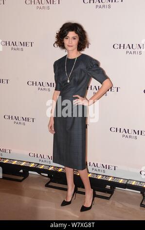 French actress Audrey Tautou attends a promotional event of French jewellery and watch brand Chaumet at a boutique of Chaumet in Hong Kong, China, 9 A Stock Photo