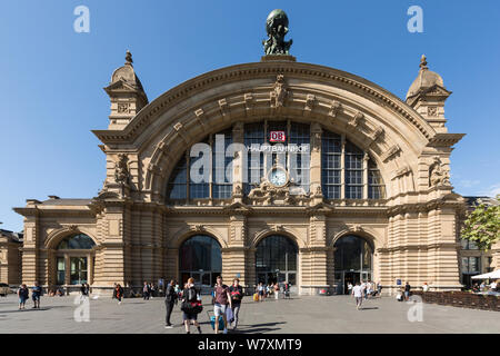 Frankfurt main station in the station quarter, the main entrance, many busy people Stock Photo