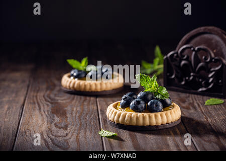 Homemade shortbread tartlet with blieberries Stock Photo