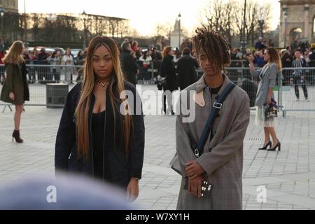 Jaden Smith attending the Louis Vuitton 2018 Spring Summer show on October  03, 2017 at Musée du Louvre in Paris, France. (Photo by Lyvans  Boolaky/imageSPACE Stock Photo - Alamy