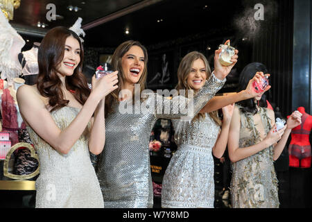 (From left) Chinese model He Sui, Brazilian model Alessandra Ambrosio, Danish model Josephine Skriver, and Chinese model Xi Mengyao, better known as M Stock Photo