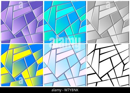 Seamless texture of stained glass. Repeat abstract background with geometric polygons Stock Vector