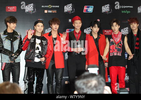 Members of South Korean boy group BTS (Bangtan Boys) or