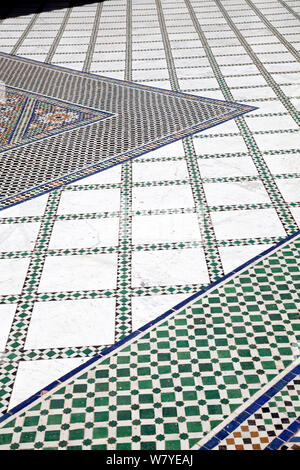Bahia Palace Courtyard Floor Tiles  in Marrakech, Medina - Morocco Stock Photo