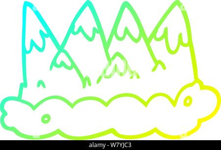 cold gradient line drawing of a cartoon mountains Stock Vector