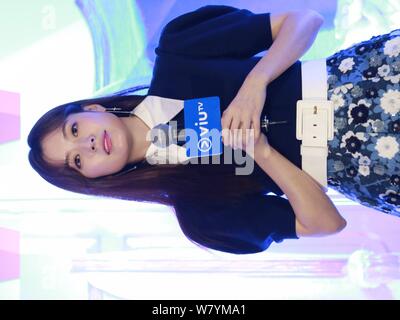South Korean actress Han Hyo-joo attends a press conference to promote her TV series 'W' in Hong Kong, China, 27 March 2017. Stock Photo