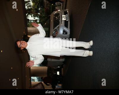 Hong Kong kungfu star Jackie Chan waves at the celebrating event for his Academy Honorary Award in Hong Kong China, 28 March 2017. Stock Photo