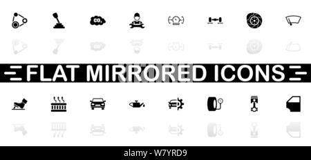 Auto icons - Black symbol on white background. Simple illustration. Flat Vector Icon. Mirror Reflection Shadow. Can be used in logo, web, mobile and U Stock Vector