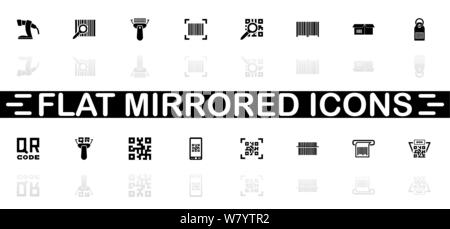 Check Code icons - Black symbol on white background. Simple illustration. Flat Vector Icon. Mirror Reflection Shadow. Can be used in logo, web, mobile Stock Vector