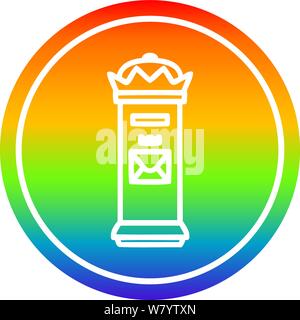British postbox circular icon with rainbow gradient finish Stock Vector ...