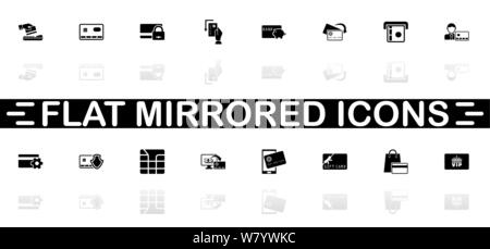 Cards icons - Black symbol on white background. Simple illustration. Flat Vector Icon. Mirror Reflection Shadow. Can be used in logo, web, mobile and Stock Vector