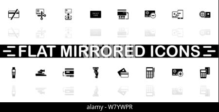 Credit Cards icons - Black symbol on white background. Simple illustration. Flat Vector Icon. Mirror Reflection Shadow. Can be used in logo, web, mobi Stock Vector