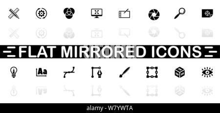 Design icons - Black symbol on white background. Simple illustration. Flat Vector Icon. Mirror Reflection Shadow. Can be used in logo, web, mobile and Stock Vector