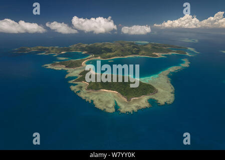 Aerial - Yadua Island with Yadua Taba island the crested iguana ...