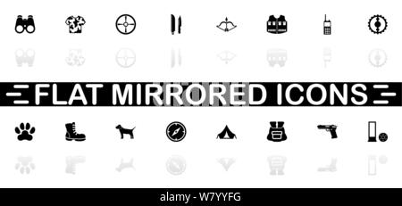 Hunting icons - Black symbol on white background. Simple illustration. Flat Vector Icon. Mirror Reflection Shadow. Can be used in logo, web, mobile an Stock Vector