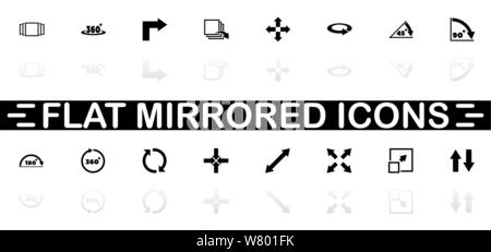 Rotate icons - Black symbol on white background. Simple illustration. Flat Vector Icon. Mirror Reflection Shadow. Can be used in logo, web, mobile and Stock Vector