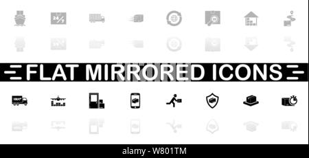 Shipping Delivery icons - Black symbol on white background. Simple illustration. Flat Vector Icon. Mirror Reflection Shadow. Can be used in logo, web, Stock Vector