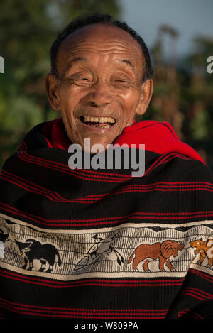 Ao Naga man in traditional shawl, Nagaland, North East India, October 2014. Stock Photo