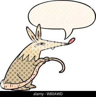 cartoon sneaky rat with speech bubble in comic book style Stock Vector