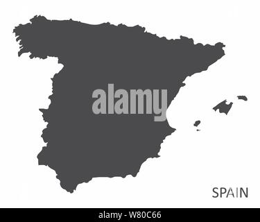 Spain silhouette map isolated on white background Stock Vector