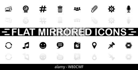 Chat icons - Black symbol on white background. Simple illustration. Flat Vector Icon. Mirror Reflection Shadow. Can be used in logo, web, mobile and U Stock Vector