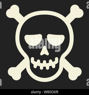 Vector illustration. Smiling skull. Simple pirate icon with head shape and bones. Stock Vector