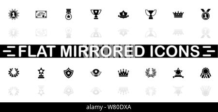 Awards icons - Black symbol on white background. Simple illustration. Flat Vector Icon. Mirror Reflection Shadow. Can be used in logo, web, mobile and Stock Vector
