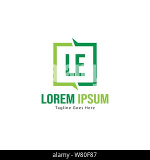 Initial LE logo template with modern frame. Minimalist LE letter logo vector illustration design Stock Vector
