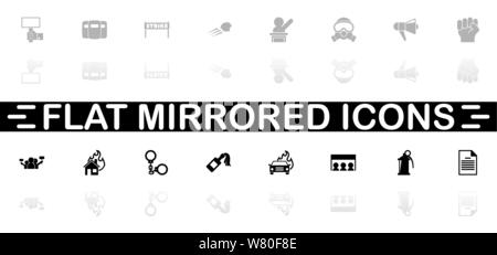 Protest icons - Black symbol on white background. Simple illustration. Flat Vector Icon. Mirror Reflection Shadow. Can be used in logo, web, mobile an Stock Vector