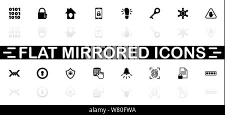 Safety icons - Black symbol on white background. Simple illustration. Flat Vector Icon. Mirror Reflection Shadow. Can be used in logo, web, mobile and Stock Vector