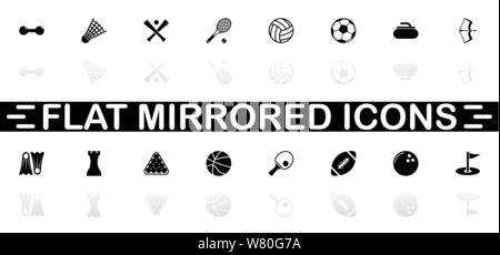 Sport icons - Black symbol on white background. Simple illustration. Flat Vector Icon. Mirror Reflection Shadow. Can be used in logo, web, mobile and Stock Vector