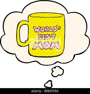 worlds best mom mug with thought bubble in comic book style Stock Vector