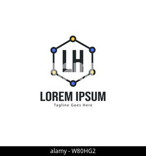 Initial LH logo template with modern frame. Minimalist LH letter logo vector illustration design Stock Vector