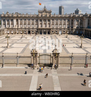 Square aerial view of the Royal Palace in Madrid.