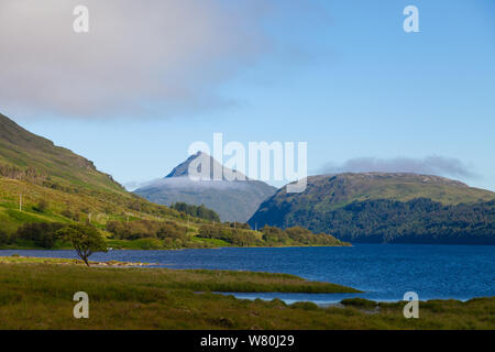 The distinctive shape of Ben Stack seen from Loch More Sutherland Scotland. Stock Photo