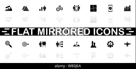 Strategy icons - Black symbol on white background. Simple illustration. Flat Vector Icon. Mirror Reflection Shadow. Can be used in logo, web, mobile a Stock Vector