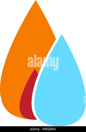 Water and fire simple sign. Element, logo, symbol or icon for a gas company or business. Central heating and water supply. Stock Vector