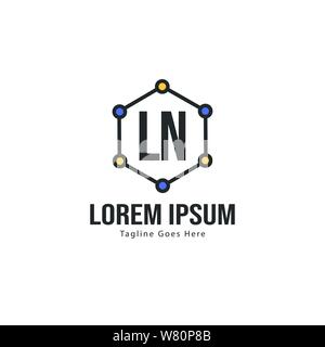 Initial LN logo template with modern frame. Minimalist LN letter logo vector illustration design Stock Vector