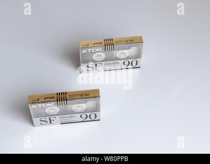 Two still sealed TDK C90 vintage cassettes Stock Photo