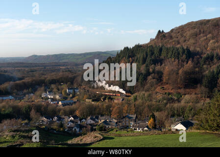 Fairburn Tank 42073 Works a train on the Lakeside and Haverwaite railway. Stock Photo