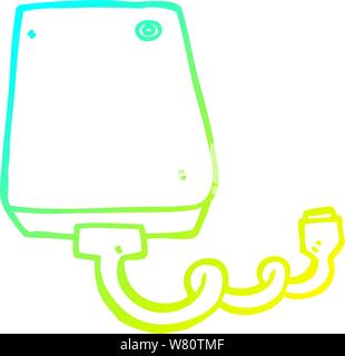 cold gradient line drawing of a cartoon hard drive Stock Vector