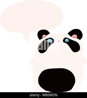 cartoon panda with speech bubble in retro style Stock Vector