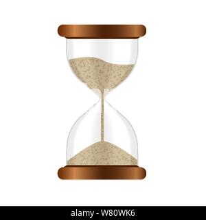 Hourglass measures time. Isolated vector illustration on white background Stock Vector