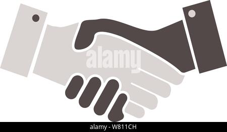 simple flat grey handshake icon or symbol vector illustration Stock Vector
